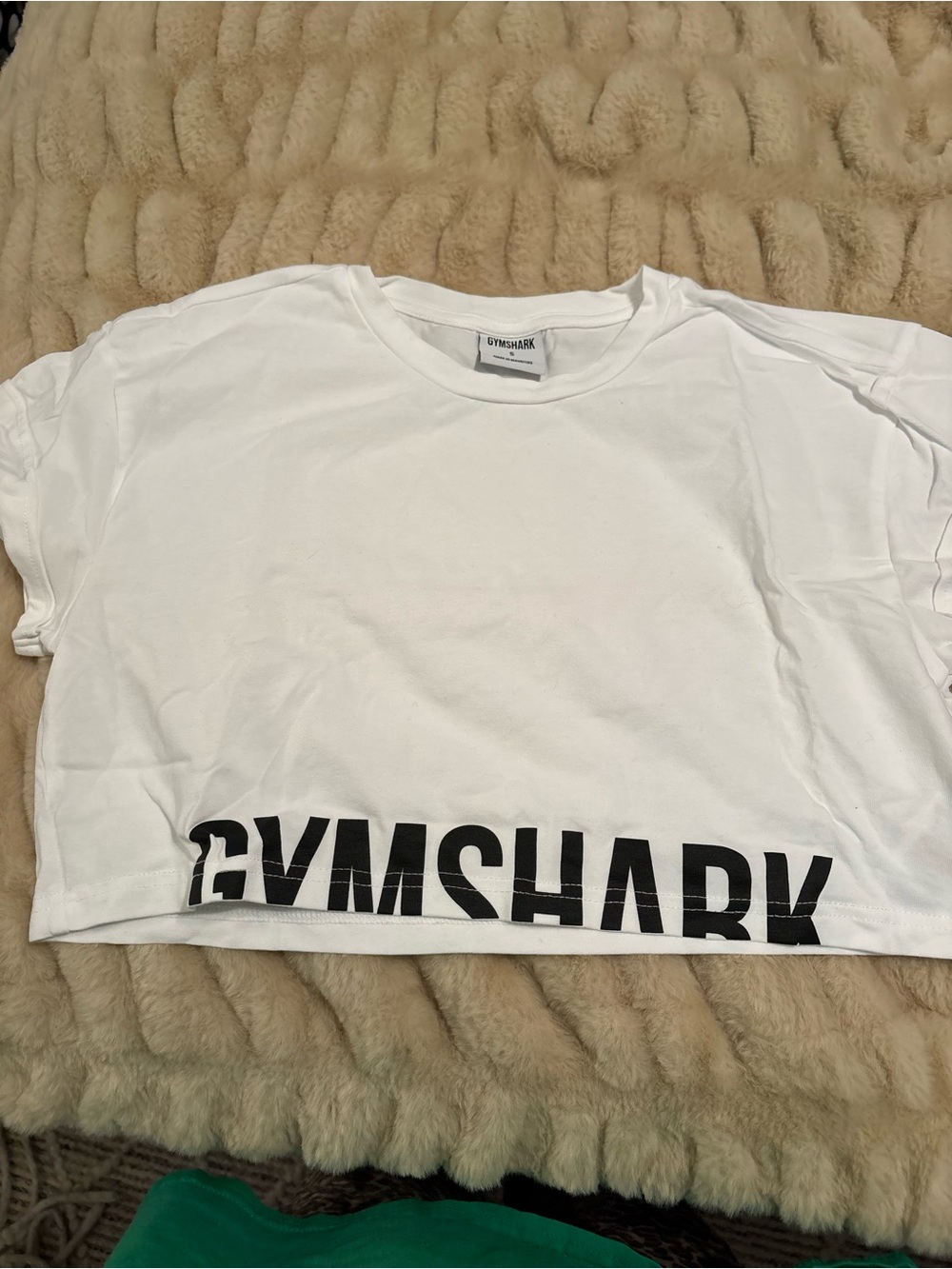 Gymshark White Cropped Tee with Black Logo